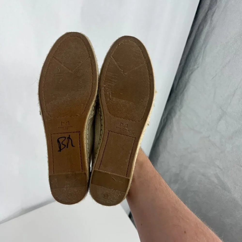 MARC FISHER Womens Gold Slip On Espadrille Shoes 9.5 M